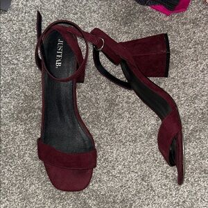 JustFab Dark Red Block Heel Sandals